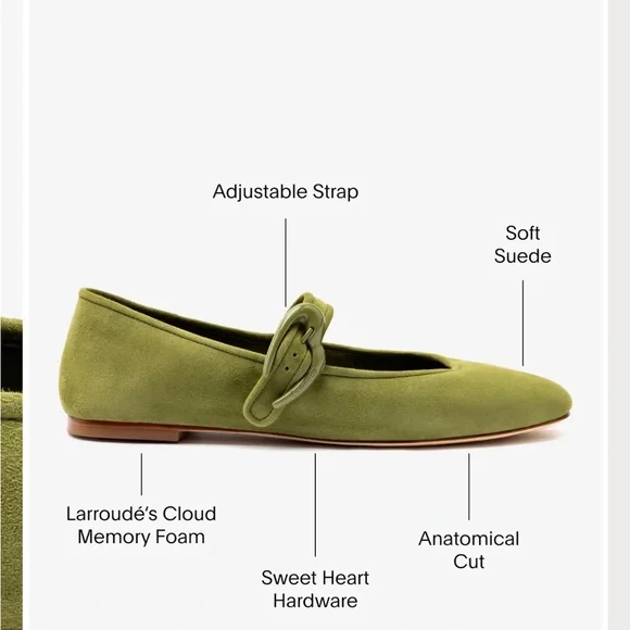 Larroude Verona Ballet Flat In Seaweed Suede - Picture 2 of 14